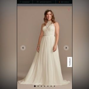 David’s Bridal Chiffon and lace wedding dress size 12